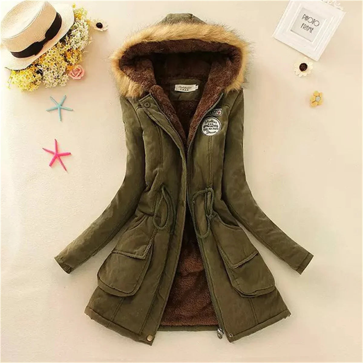 Fleece Lined Hood Down Jacket Winter Coat for Women Warm Drawstring Padded Parkas Korean Casual Streetwear Female Puffer Outwear Stone's Store