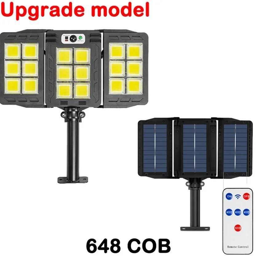 Solar Sensor Light 122 LED 3Head Outdoor Spotlight with 3 Modes