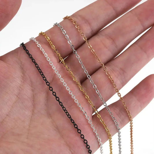 10pcs Stainless Steel Necklace Cuban Chains Hypoallergenic Rolo Link