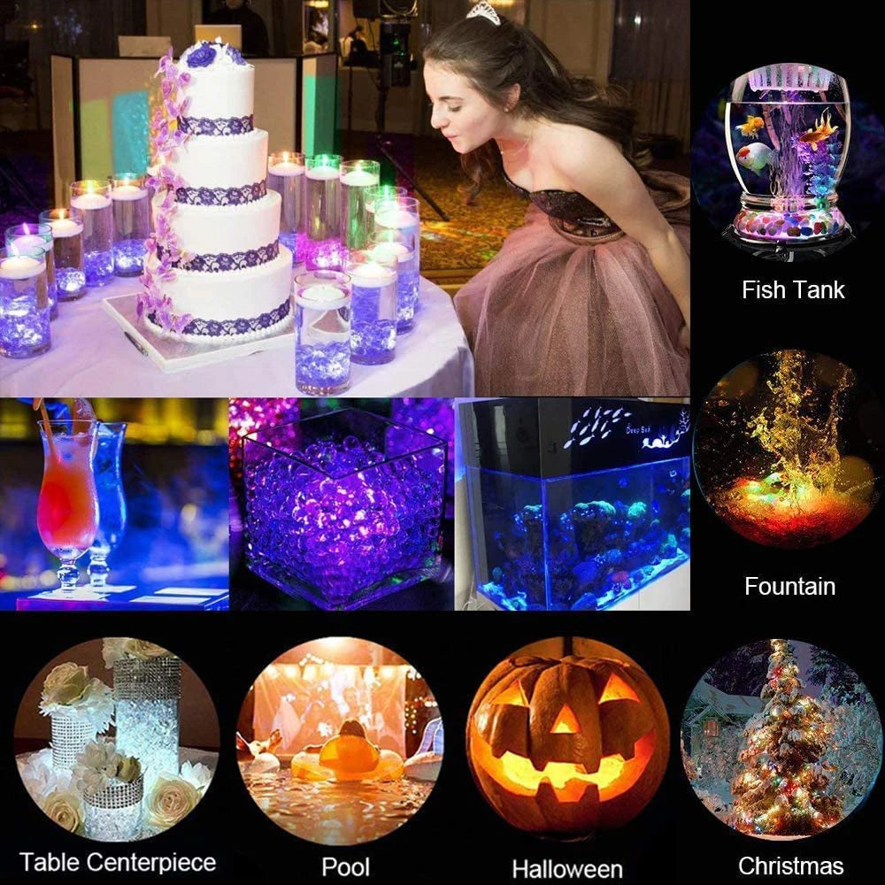 Mini Submersible LED Lights with Remote Multicolor Waterproof Small