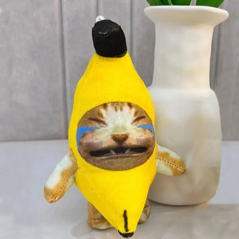 18cm Banana Cat doll key chain Cry Happy Banana Cat fashion trend personality Versatile built-in battery can sound