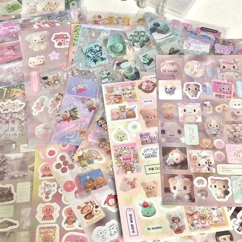 6pcs/10pcs Set Y2K Random Cute Glitter Laser Sticker for Phone Camera Luggage Journal Sticker Kawaii Decoration Sticker Gift
