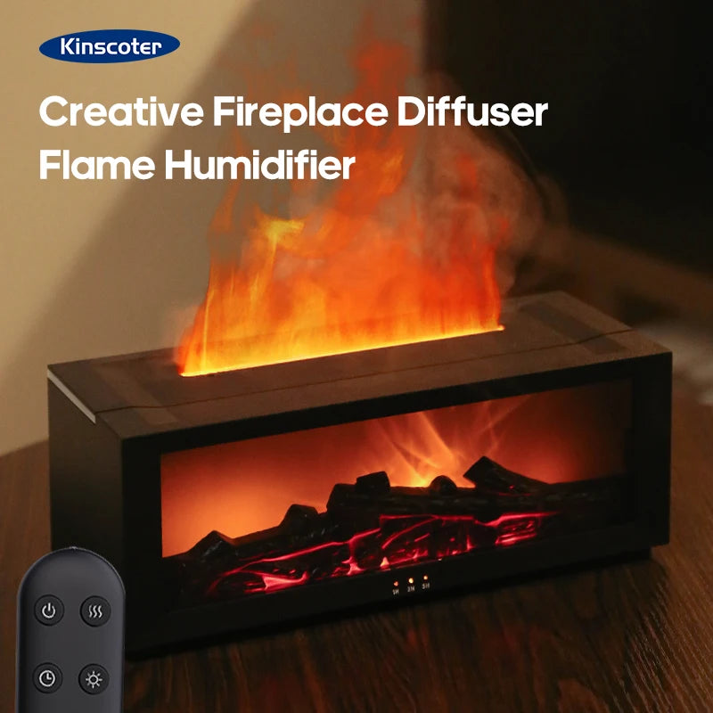 Fireplace Aroma Essential Oil Diffuser Colorful Flame Air Humidifier