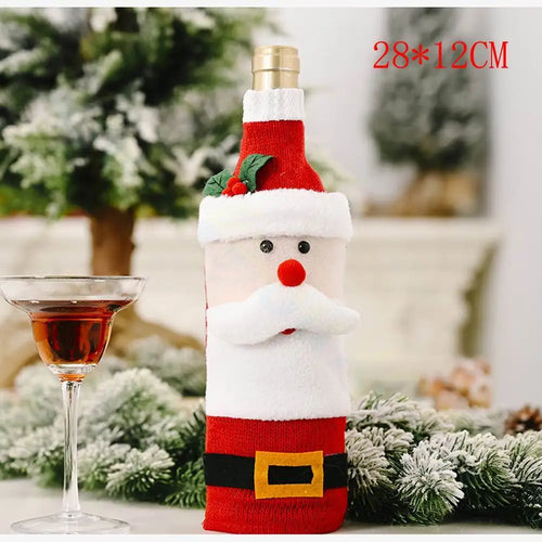 View details for Christmas Snowman Wine Bottle Cover Set Santa Claus Bottle Sweater