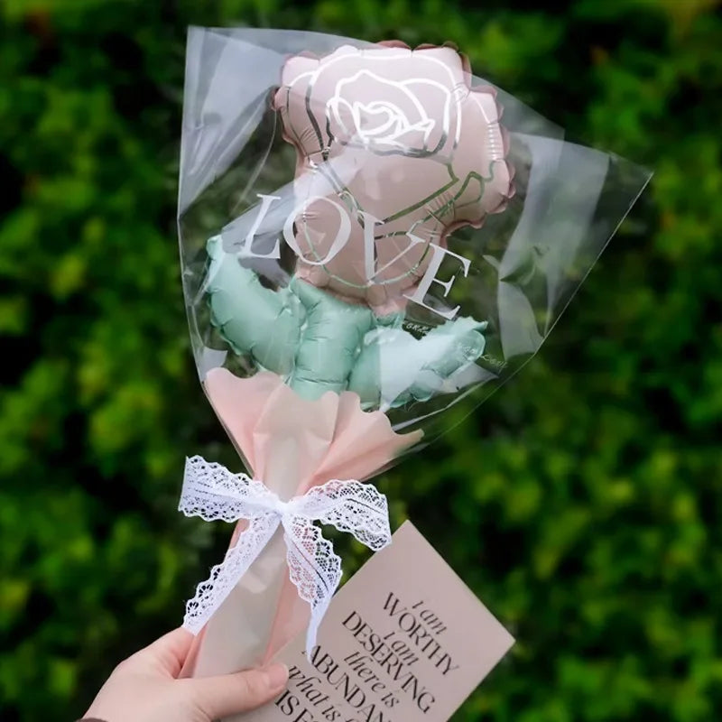 Large Wide Neck Transparent Bobo Balloon Flower Bouquet Doll Snack