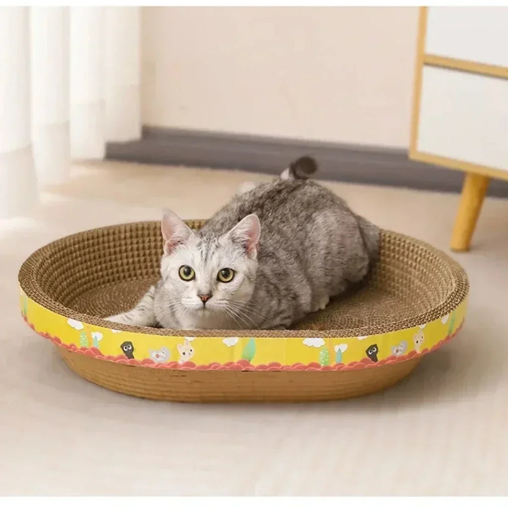 Cat Scratcher Bed Corrugated Oval Shaped