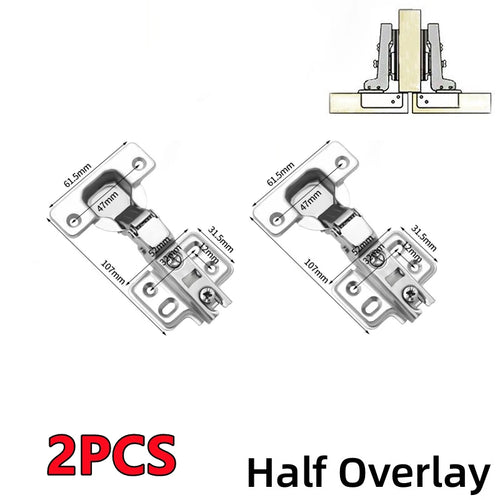 New 4/2/1Pc Stainless Steel Cabinet Door Hinges Hydraulic Damper