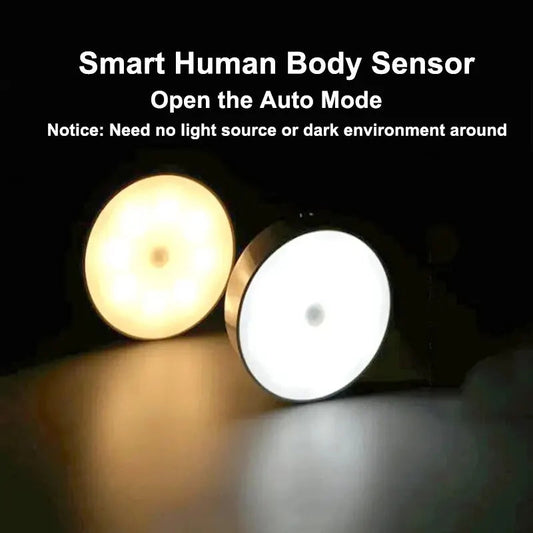 LED Smart Human Body Sensor Night Lamp Emergency Automatic Lighting USB Charging Wireless Magentic Suction Use Night Light ggbingo Official Store
