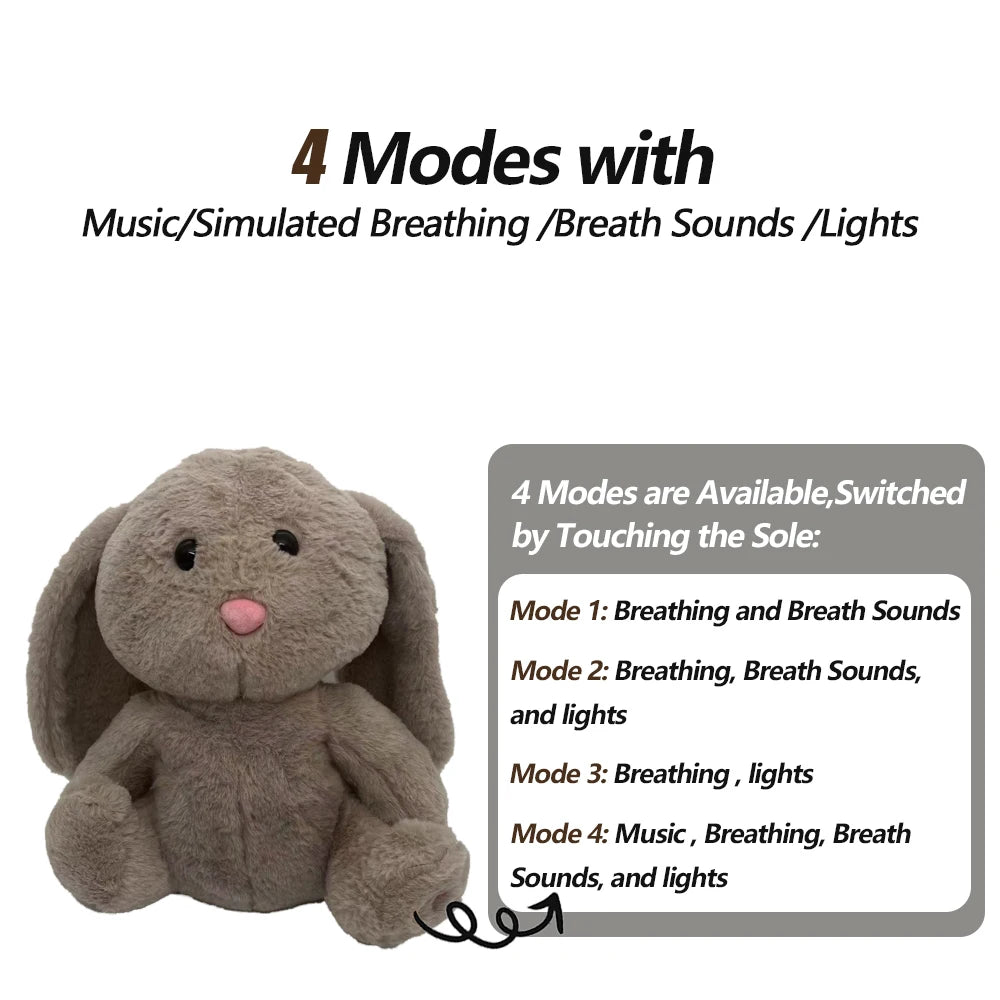Baby Plush Doll Breathing Bear Soothing Sleep Playmate white Otter Toy Kids Music Sleeping Companion Sound Light Doll Toy Gift EPA Choice Store