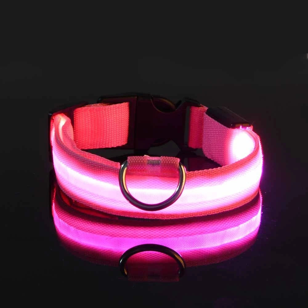 Dog Collar Nylon LED Night Safety Flashing Glow In The Dark Pet Dog Leash pet Dogs Luminous Fluorescent dog accessories collar Stone's Store