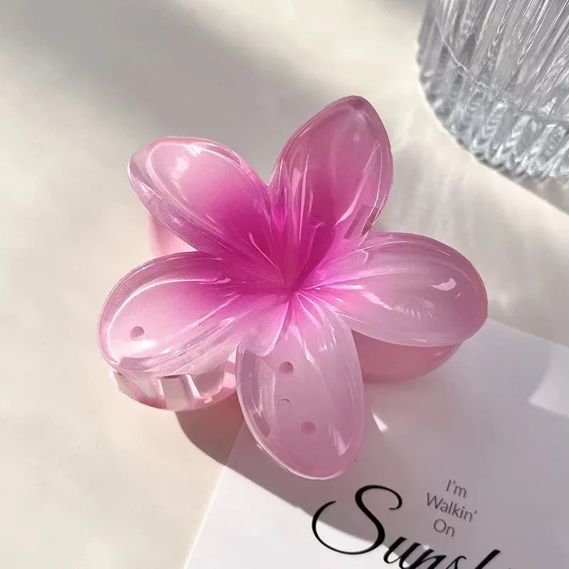 Six colors Gradient Flower Hair Accessories Set Beach Style Hairpins Flower Claw Clips Summer Flower Hairpins Hawaiian Style