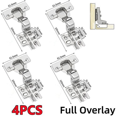 New 4/2/1Pc Stainless Steel Cabinet Door Hinges Hydraulic Damper