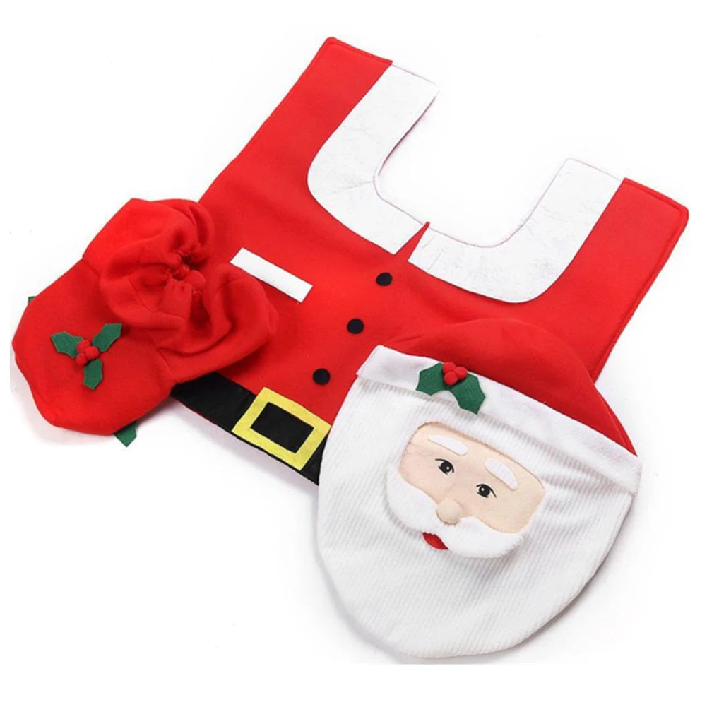 New Cute Christmas Toilet Seat Covers Creative Santa Claus Bathroom Mat Xmas Supplies for Home New Year Navidad Gift Decor