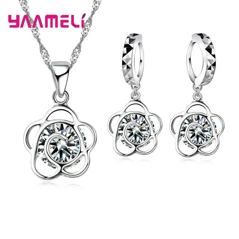 .925 Sterling Silver 1/4 Cttw Miracle Set Diamond Floral Cluster 18" Pendant Necklace for Women (I-J Color, I1-I2 Clarity)