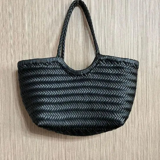 PU Leather Hand-woven Handbag 2 in 1 Single-shoulder Messenger