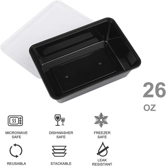 26 OZ Stackable Meal Prep Containers, Microwavable Reusable