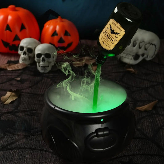 DIY Floating Potion Set with Witches Cauldron and Mist Maker Halloween Decor Spooky Vintage Black Bowl Hocus Pocus Party Decor