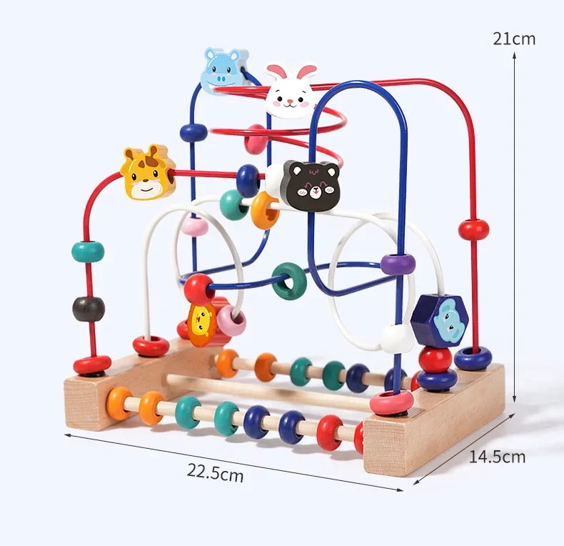 Montessori Baby Toys Wooden Bead Maze Roller Coaster Puzzle & Early Learning Toy for Toddlers