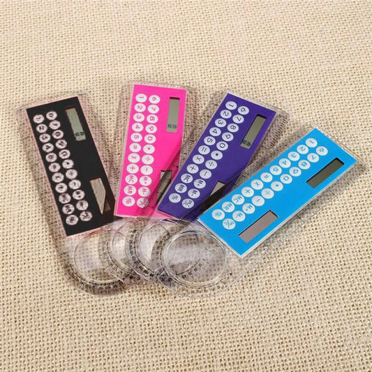 Solar Ruler Calculator with Magnifier Transparent Pocket Mini Calculator Stationery Math Toys School Electronics Calculator Shop1100073022 Store