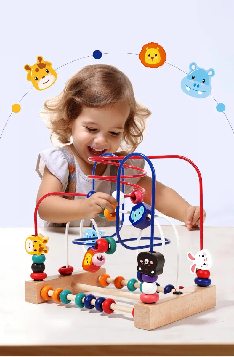 Montessori Baby Toys Wooden Bead Maze Roller Coaster Puzzle & Early Learning Toy for Toddlers