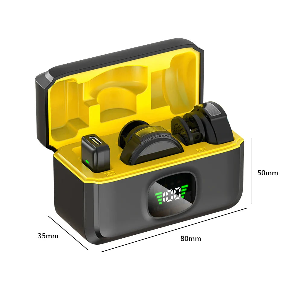 Wireless Lavalier Lapel Microphone for iPhone iPad Android Type-C Phone Live Game Recording Interview with Magnetic Clip