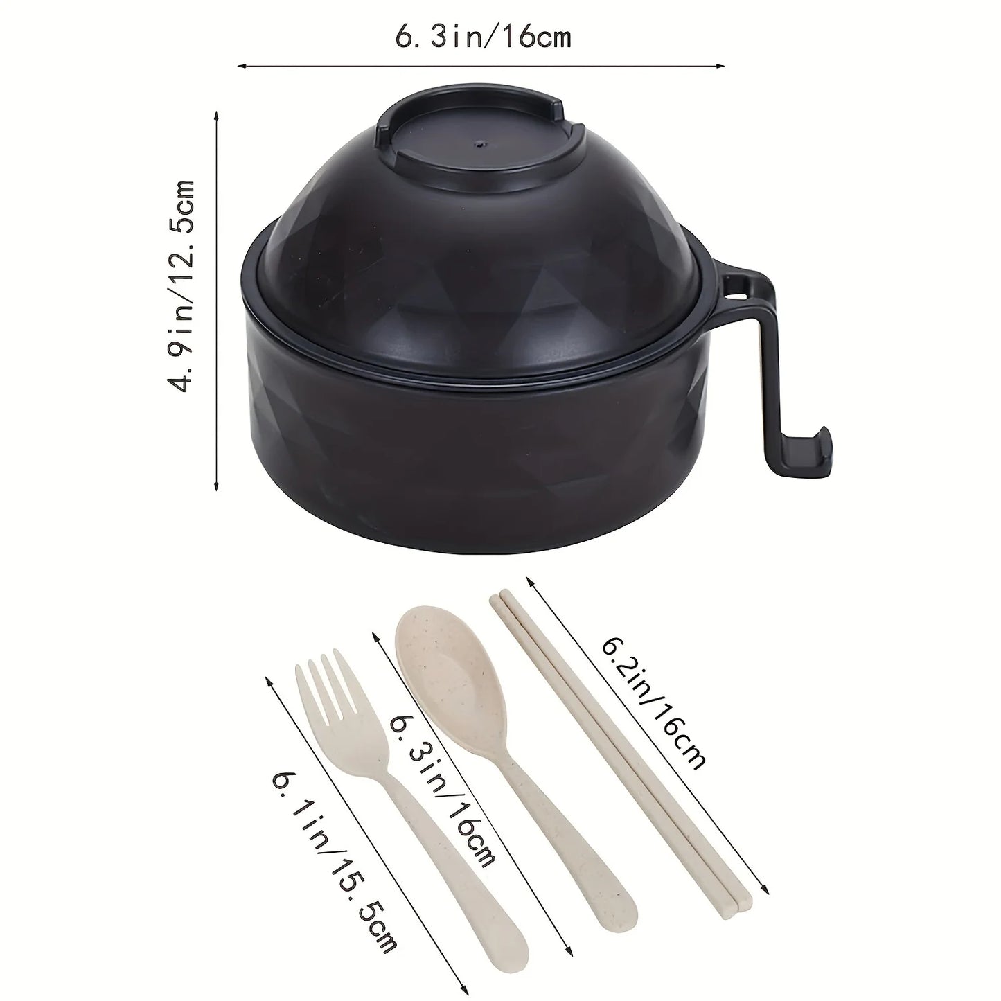 Microwave Ramen Bowl Cooker Set - Wheat Straw Instant Noodles Bowl