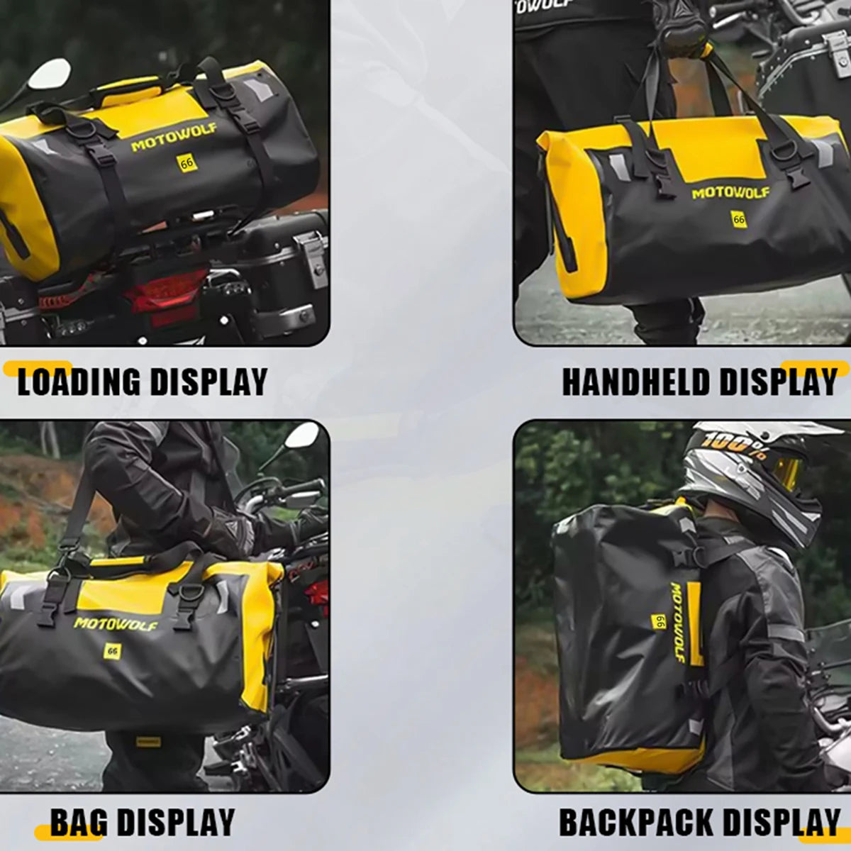Motorcycle Dry Bag Waterproof Reflective Tail Duffle Bag Skiing Travel