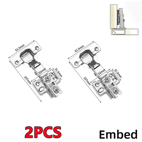 New 4/2/1Pc Stainless Steel Cabinet Door Hinges Hydraulic Damper