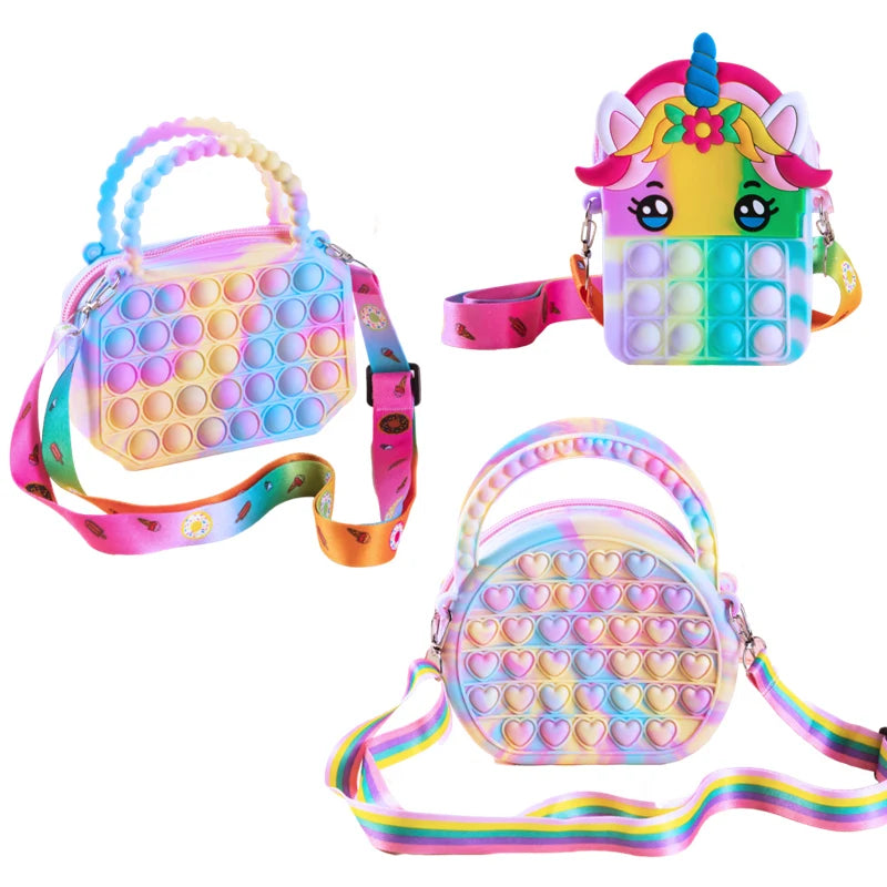 Pop Purse Silicone Sensory Push Pop Bubble Bag Crossbody Bag Antistress Toys Reliver Autism Handbag Coin Pouch for Kids Digitaling 2 Store