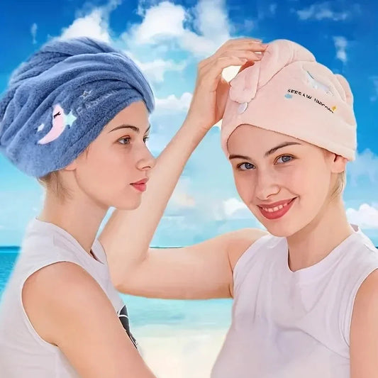 1pc Quickly Dry Hair Hat Super Absorbent Soft Bathroom Women Head Towels Girls Cute Hair Towel Hair Dry Wrap Bonnets Stone's Store