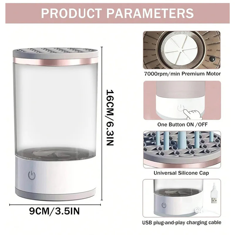 Electric Makeup Brush Cleaner Cosmetic Brush Cleaner Dryer Machine Automatic USB Make Up Brushes Cleaner Spinner Storage Tools