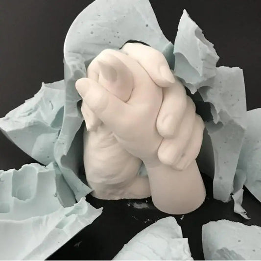 3D Hands Mold Kit Creative Family Couples Hands Casting Kit DIY Souvenir Baby Kids Hand Foot Printing Mold Plaster Casting Tools Warm Life Household Store