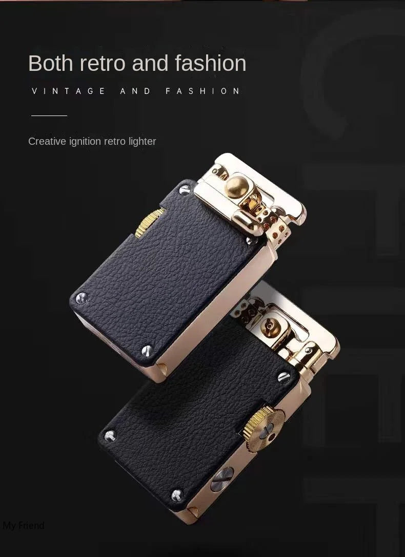 CHIEF New Metal Rocker Kerosene Lighter Creative Rocker Ignition Fashion Leather Lighter High-end Men's Gift