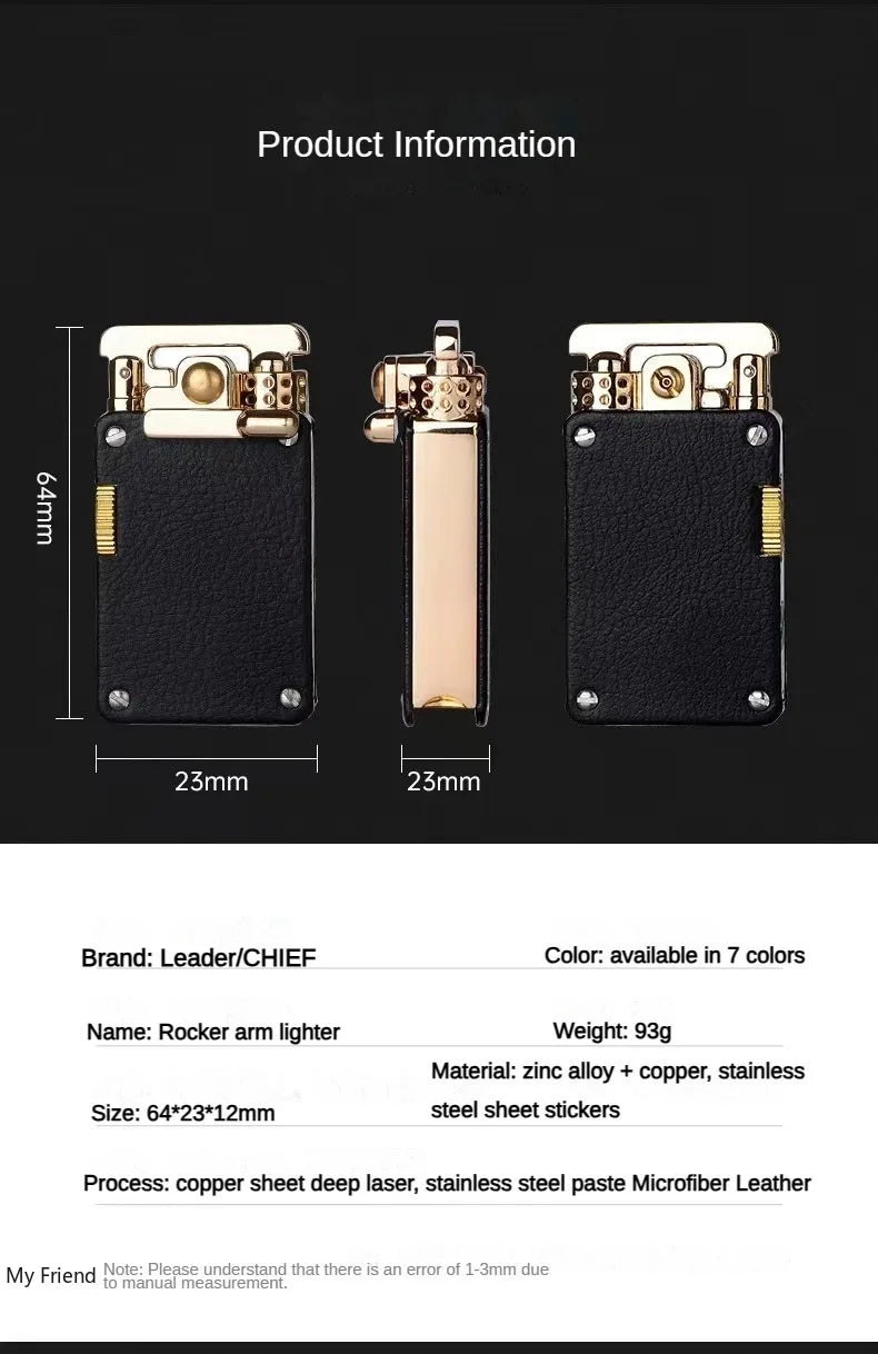 CHIEF New Metal Rocker Kerosene Lighter Creative Rocker Ignition Fashion Leather Lighter High-end Men's Gift