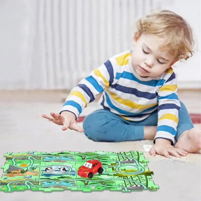 DIY Electric Trolley for Kids - Land-Based Puzzle Race Set