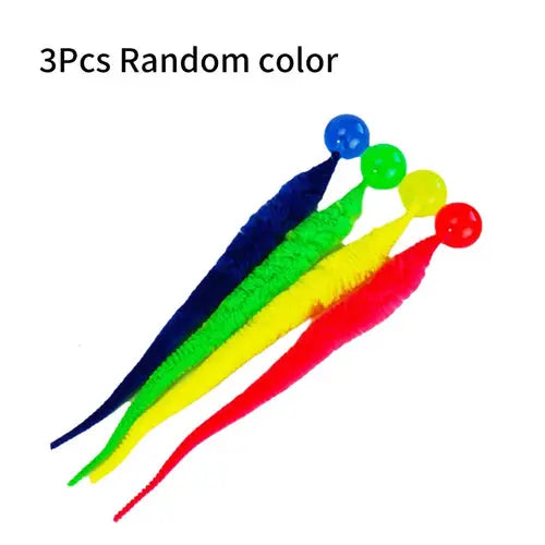 3Pcs/Set Pet Toy Caterpillar Elastic Ball Cat Toy Rainbow Worm