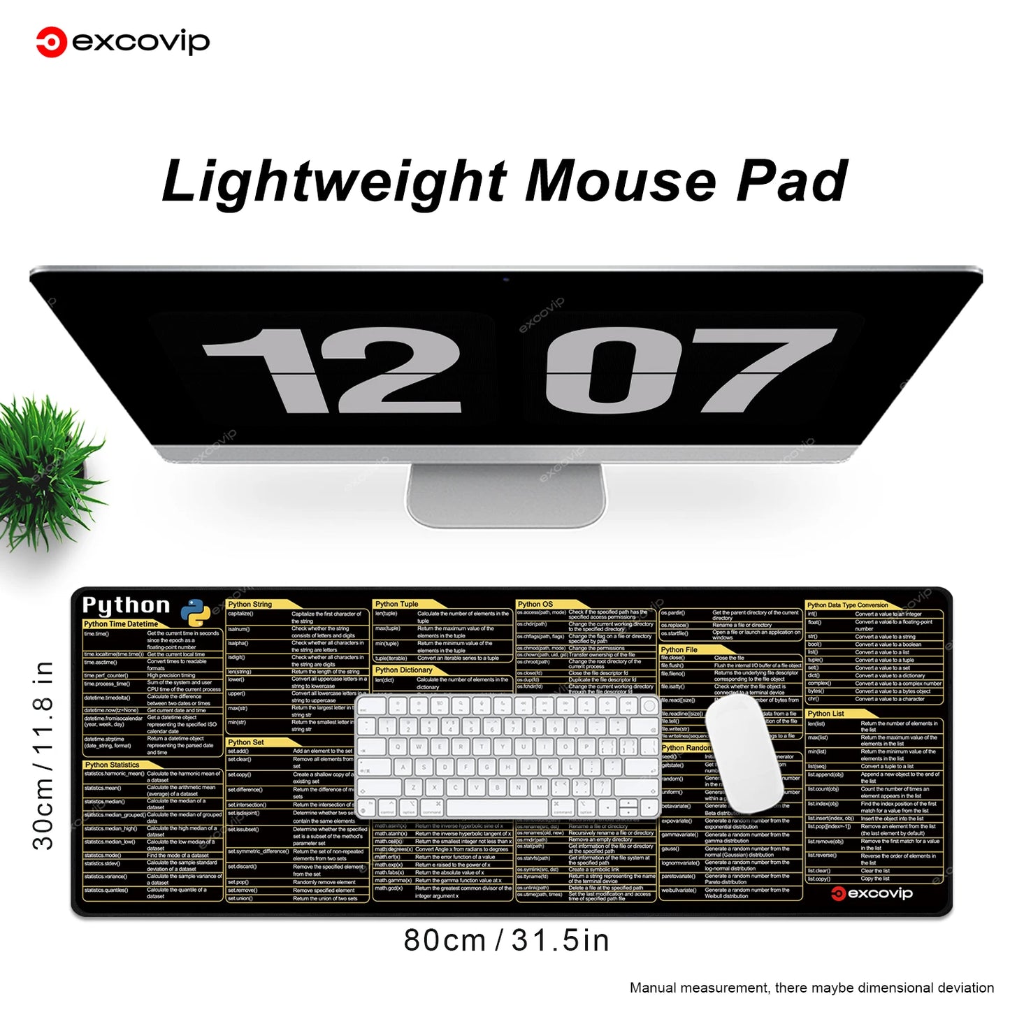 EXCO Python Programing Mouse Pad Large Shortcuts Cheat Sheet Keyboard