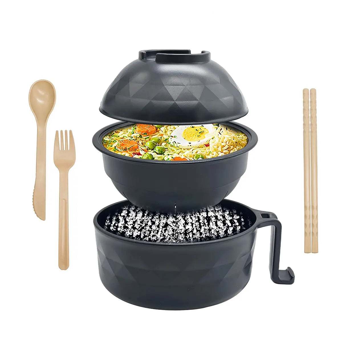 Microwave Ramen Bowl Cooker Set - Wheat Straw Instant Noodles Bowl