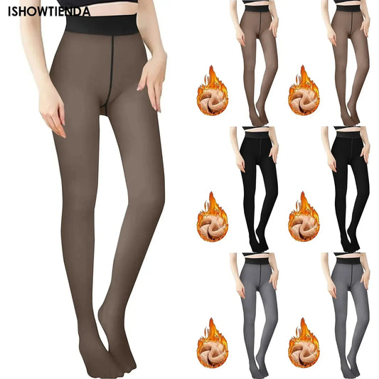 Fleece Lined Tights Women Pantyhose Thermal Pantyhose For Women Winter Panty Skin Black Effect Stockings Women's Thermal Sock Little Joise Store