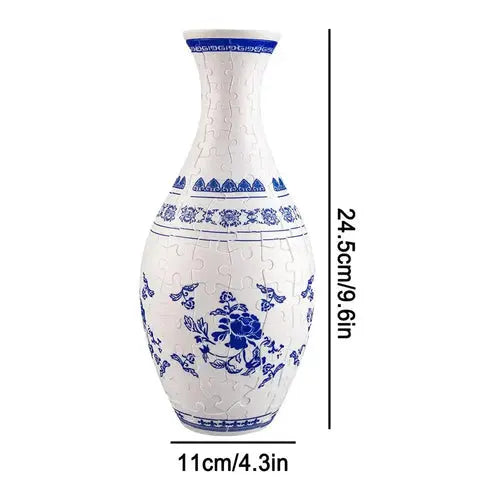 3D Puzzle Vase Blue and White Porcelain Design Made ABS Home