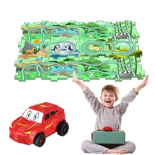 DIY Electric Trolley for Kids - Land-Based Puzzle Race Set