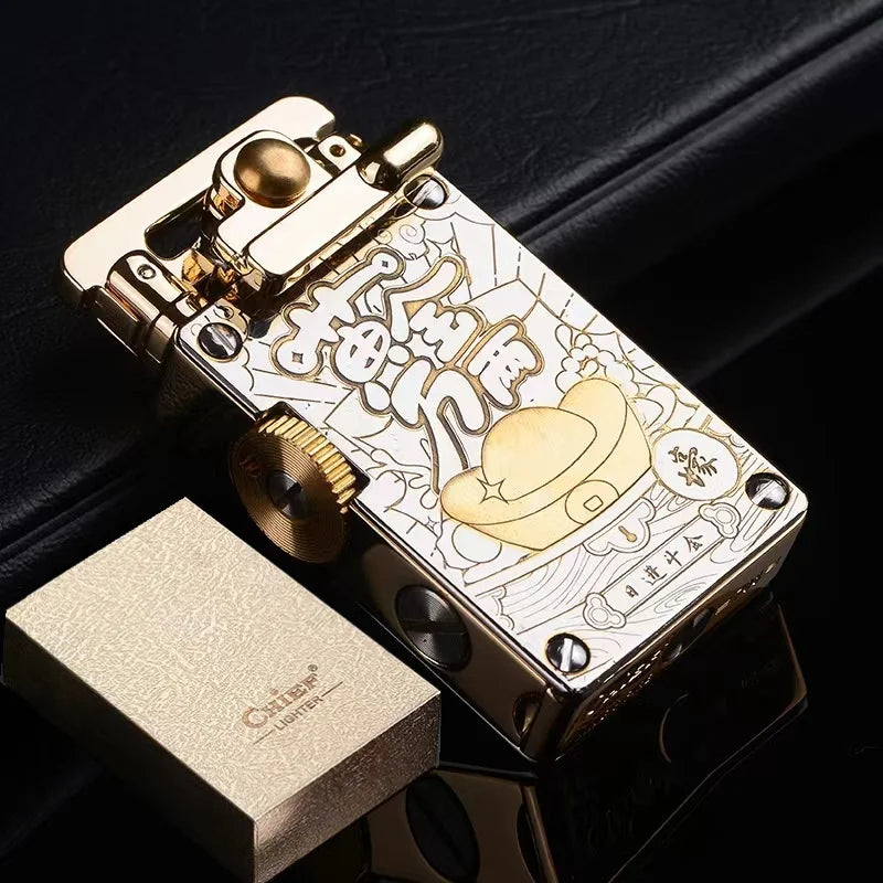 CHIEF New Metal Rocker Kerosene Lighter Creative Rocker Ignition Fashion Leather Lighter High-end Men's Gift