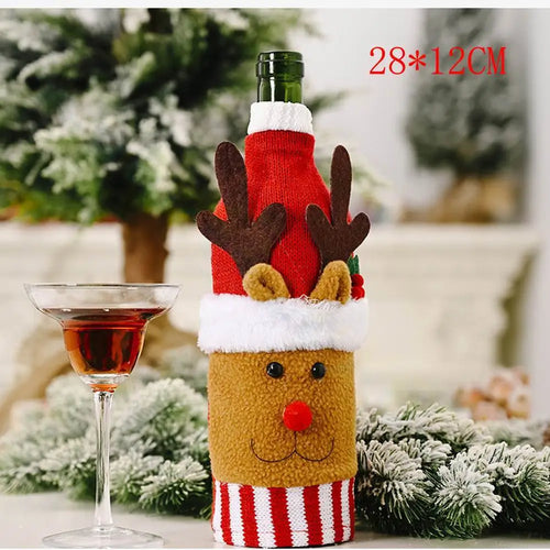 View details for Christmas Snowman Wine Bottle Cover Set Santa Claus Bottle Sweater