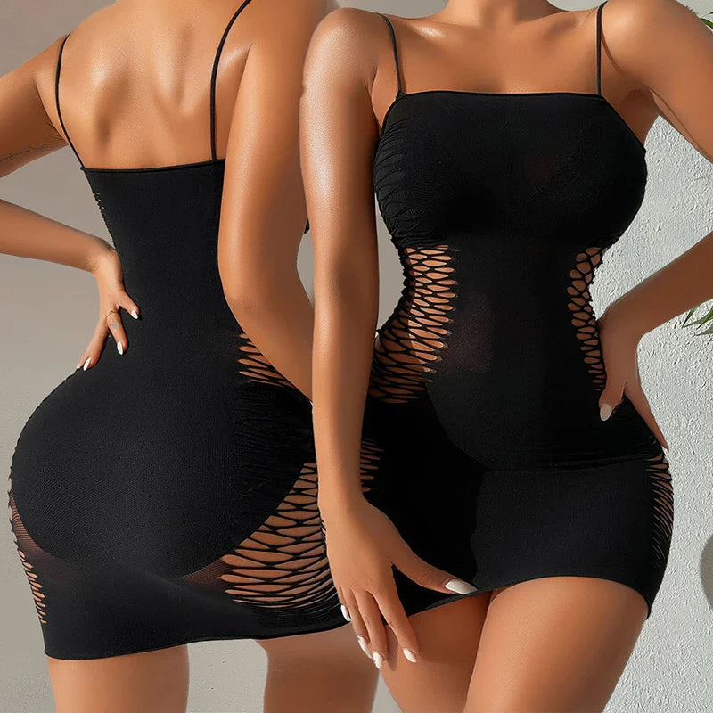 Abito Mini Slim Senza Maniche Nero Shaking Grocery Store
