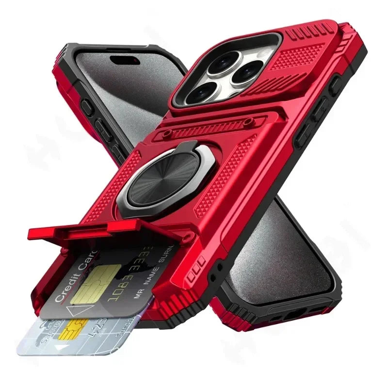 Case For iPhone Magnetic Rotated Ring Kickstand Heavy Duty Drop Protection Wallet Cover