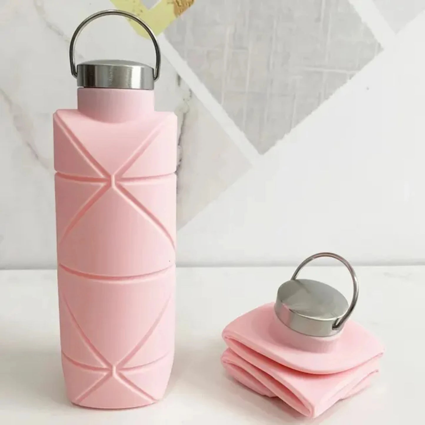 1Pc 750Ml Collapsible Water Bottle Leakproof Valve Reusable Silicone