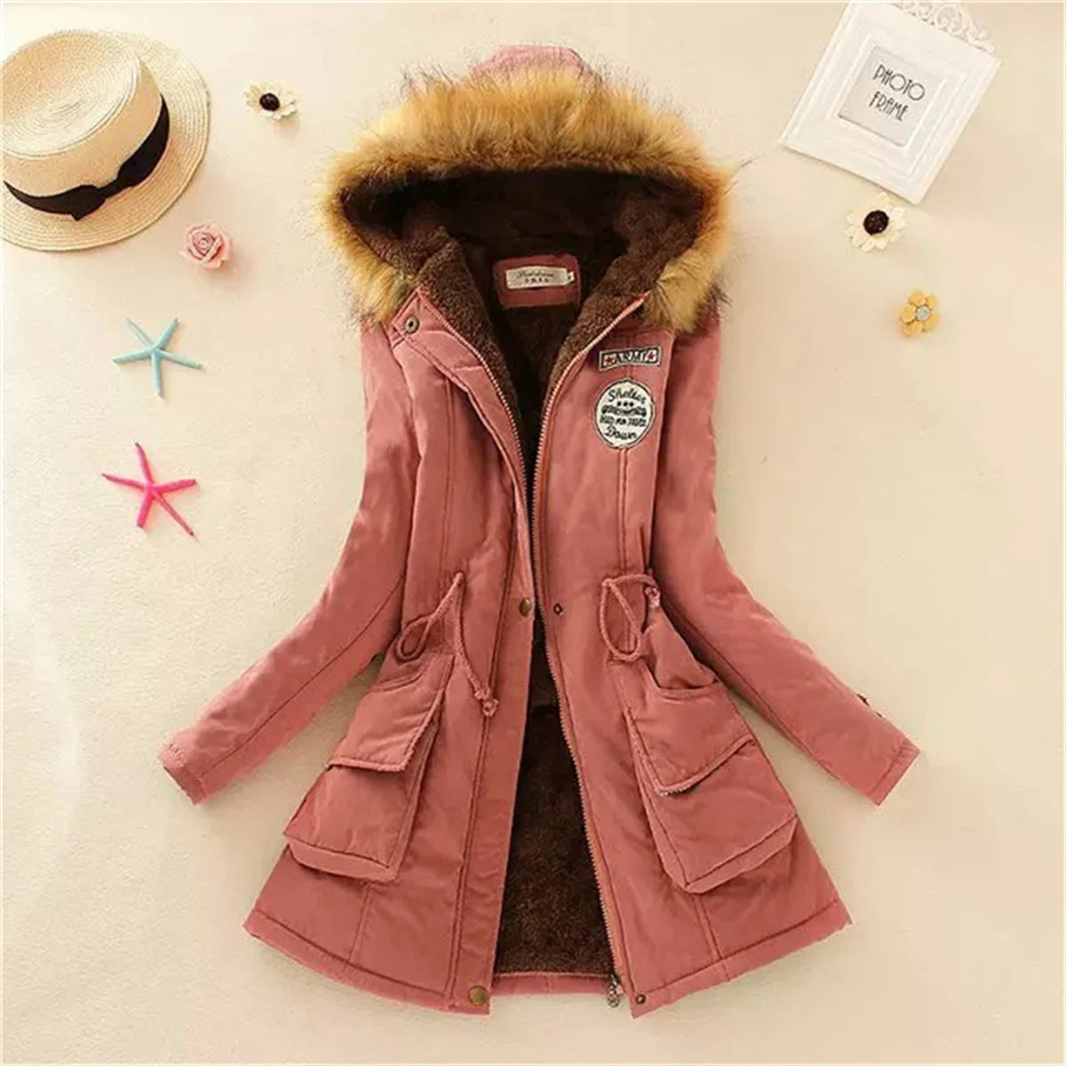 Fleece Lined Hood Down Jacket Winter Coat for Women Warm Drawstring Padded Parkas Korean Casual Streetwear Female Puffer Outwear Stone's Store
