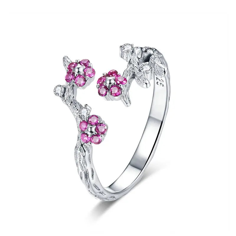 Adjustable Rings Real 925 Sterling Silver Stackable Engagement Zircon Open Size Rings For Women Jewelry