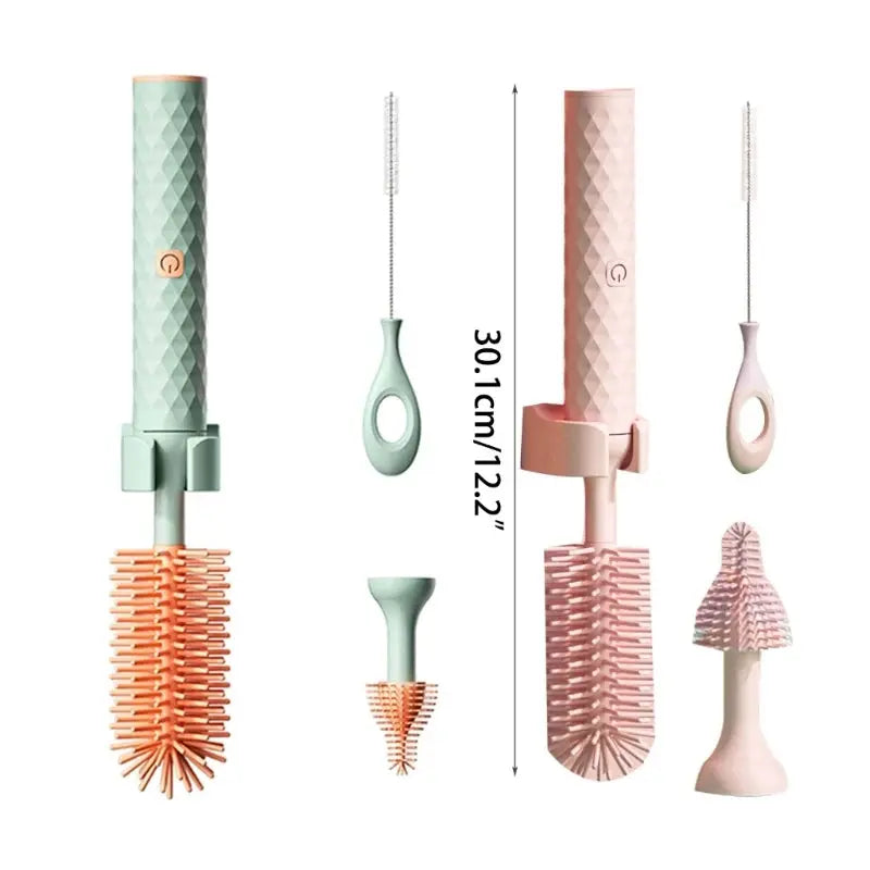 Efficient Electric Baby Bottle Cleaner Brush set Silicone Bottle Brush