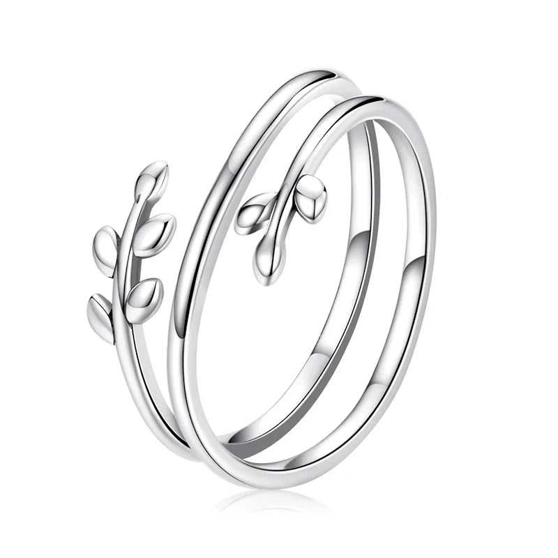 Adjustable Rings Real 925 Sterling Silver Stackable Engagement Zircon Open Size Rings For Women Jewelry